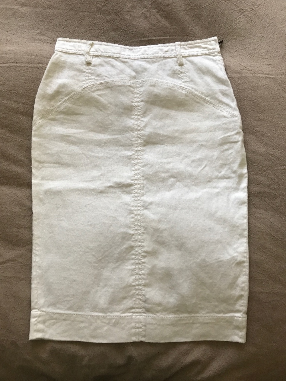 DIANE von FURSTENBERG PENCIL SKIRT VINTAGE WHITE LINEN BLEND size 8